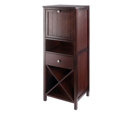 Brooke Jelly Cupboard with X-Rack Wine Storage, 47' High, 17' Wide, Walnut