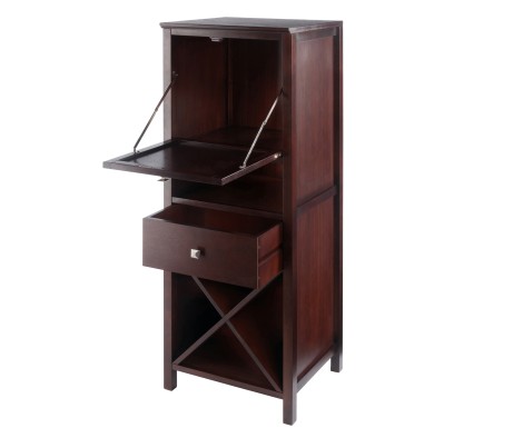 Brooke Jelly Cupboard with X-Rack Wine Storage, 47' High, 17' Wide, Walnut