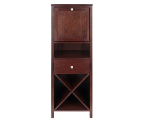 Brooke Jelly Cupboard with X-Rack Wine Storage, 47' High, 17' Wide, Walnut