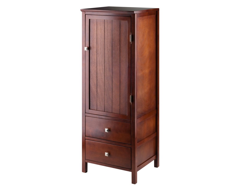 Brooke 2-Section Jelly Cupboard with Double Drawer, 47' High, 17' Wide, Walnut
