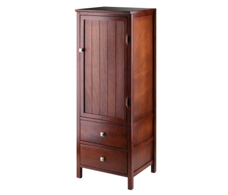 Brooke 2-Section Jelly Cupboard with Double Drawer, 47' High, 17' Wide, Walnut