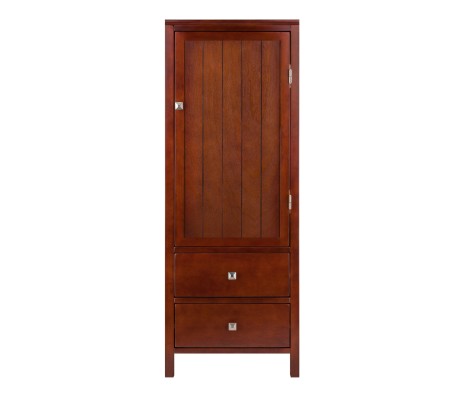 Brooke 2-Section Jelly Cupboard with Double Drawer, 47' High, 17' Wide, Walnut