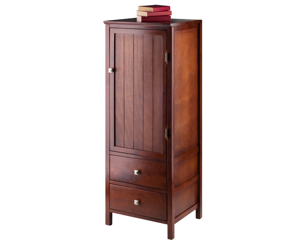 Brooke 2-Section Jelly Cupboard with Double Drawer, 47' High, 17' Wide, Walnut
