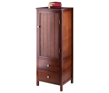 Brooke 2-Section Jelly Cupboard with Double Drawer, 47' High, 17' Wide, Walnut