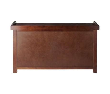 Milan 2-Shelf Storage Bench with 3 Foldable Corn Husk Baskets, 40' Wide, Walnut