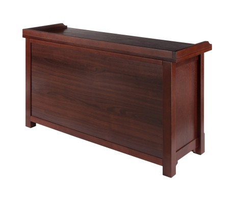 Milan 2-Shelf Storage Bench with 3 Foldable Corn Husk Baskets, 40' Wide, Walnut