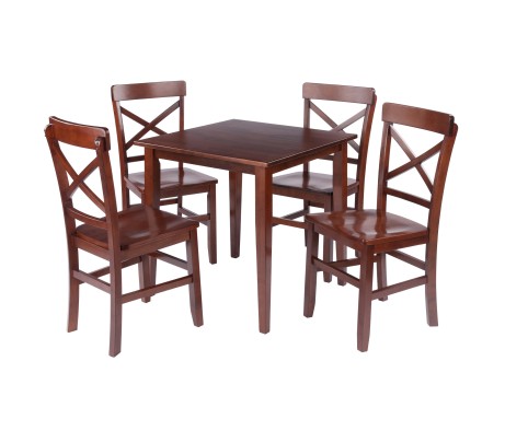 Groveland 5-Pc Set Dining Table with X-Back Chairs, Walnut