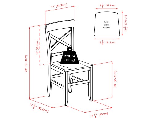 Groveland 5-Pc Set Dining Table with X-Back Chairs, Walnut