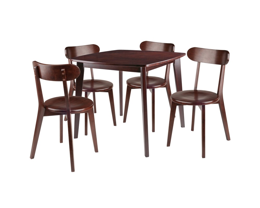 Pauline 5-Pc Dining Table with 4 Chairs, Walnut