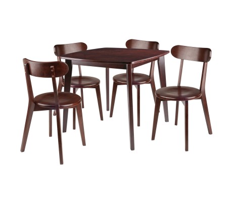 Pauline 5-Pc Dining Table with 4 Chairs, Walnut