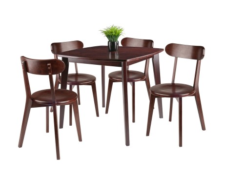 Pauline 5-Pc Dining Table with 4 Chairs, Walnut