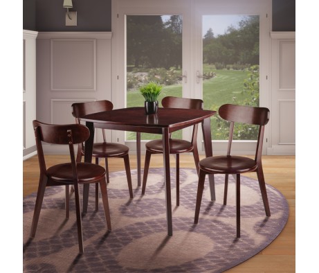Pauline 5-Pc Dining Table with 4 Chairs, Walnut