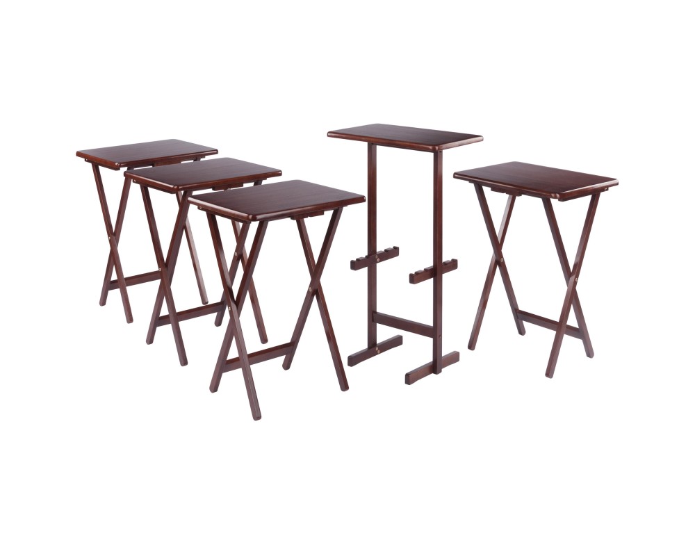 Riley 5-Pc Snack Table Set, Walnut