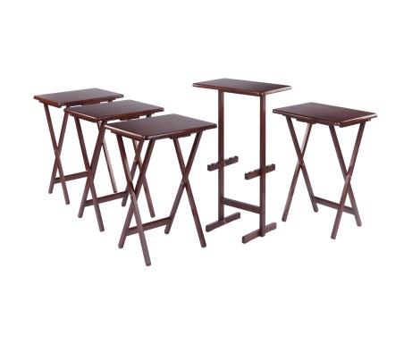 Riley 5-Pc Snack Table Set, Walnut