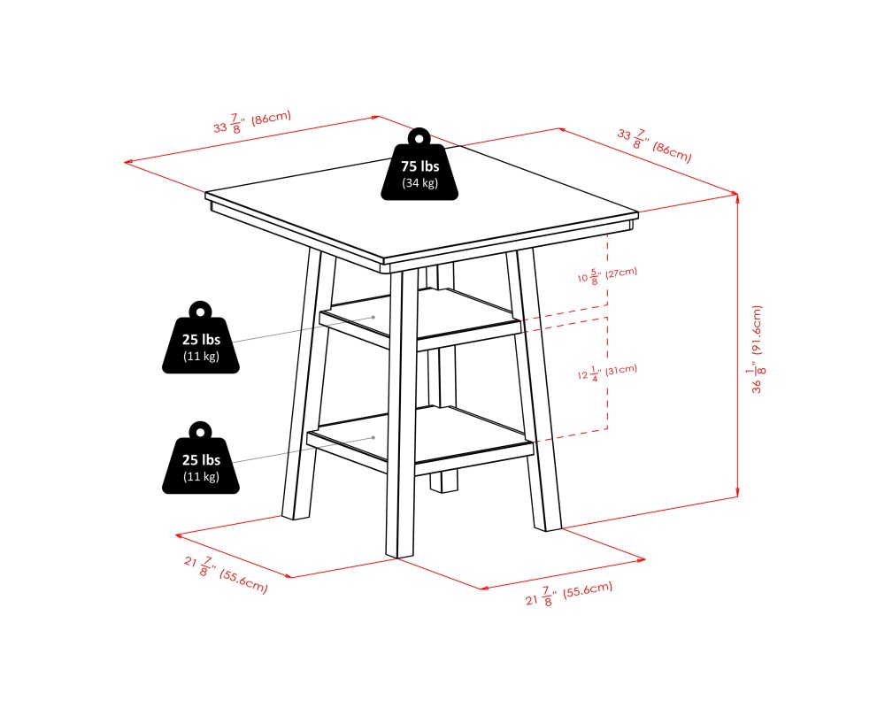 Orlando 5-Pc High Dining Table with 4 Cushion Saddle Seat Counter Stools, Walnut and Black