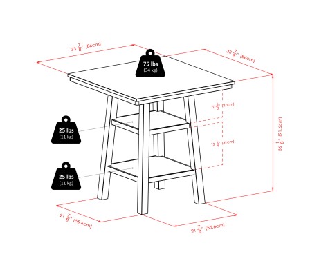Orlando 5-Pc High Dining Table with 4 Cushion Saddle Seat Counter Stools, Walnut and Black