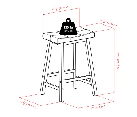 Orlando 5-Pc High Dining Table with 4 Cushion Saddle Seat Counter Stools, Walnut and Black