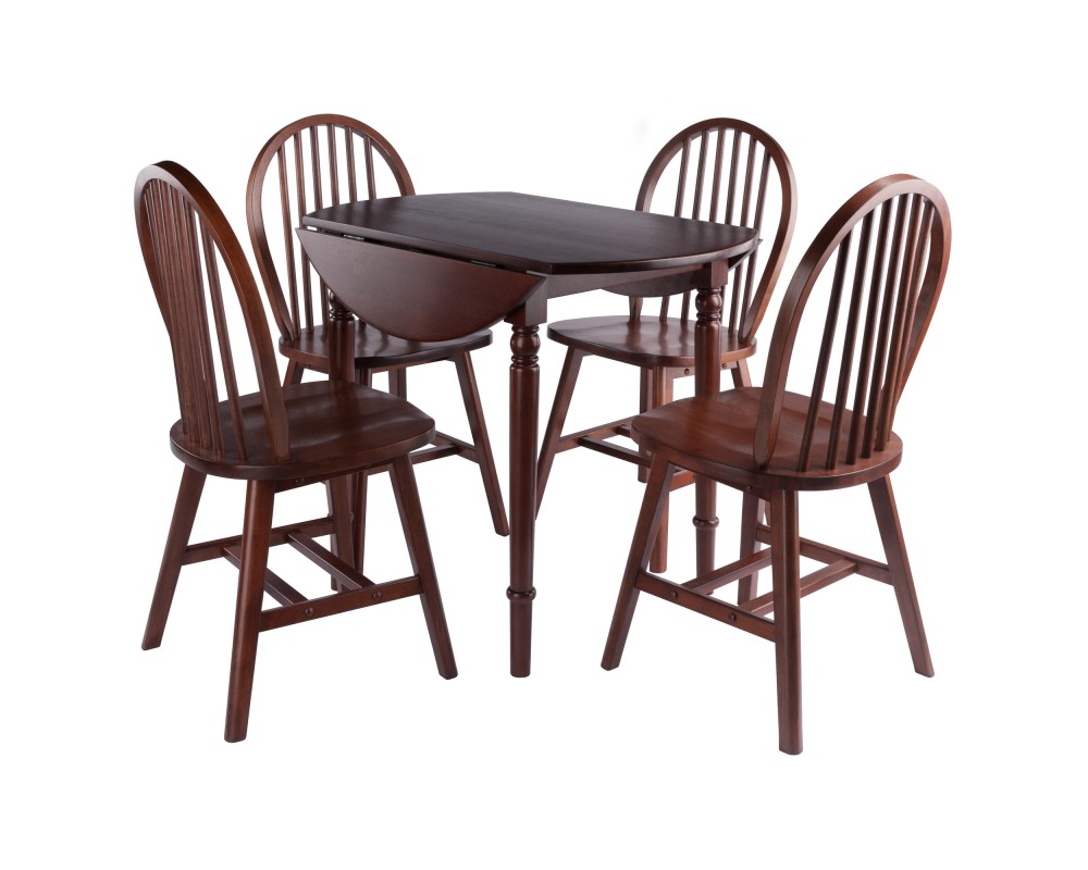 Sorella 5-pc Set Round Drop Leaf Table, Walnut
