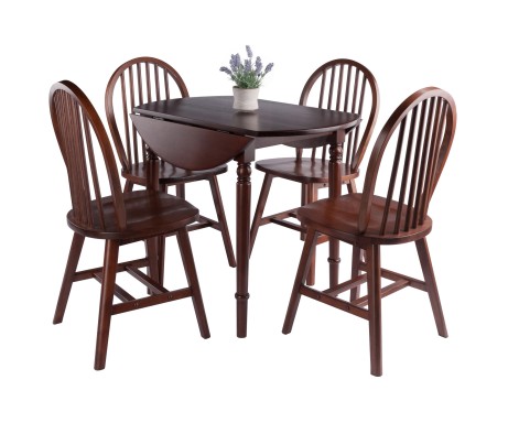 Sorella 5-pc Set Round Drop Leaf Table, Walnut