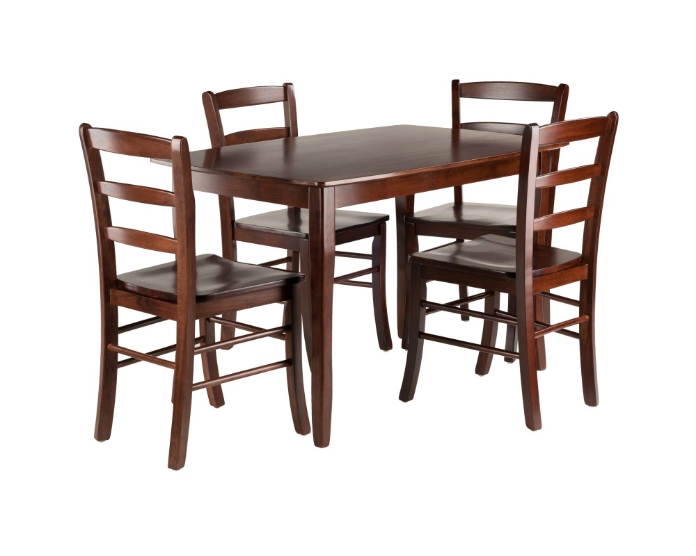 Inglewood Dining Table with 4 Ladder-Back Chairs, 47' Wide, Walnut