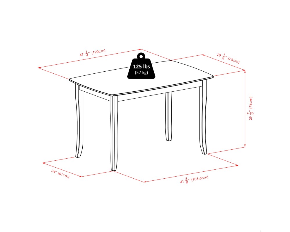 Inglewood Dining Table with 4 Ladder-Back Chairs, 47' Wide, Walnut