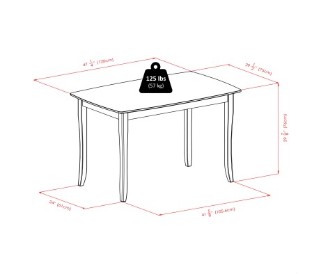 Inglewood Dining Table with 4 Ladder-Back Chairs, 47' Wide, Walnut