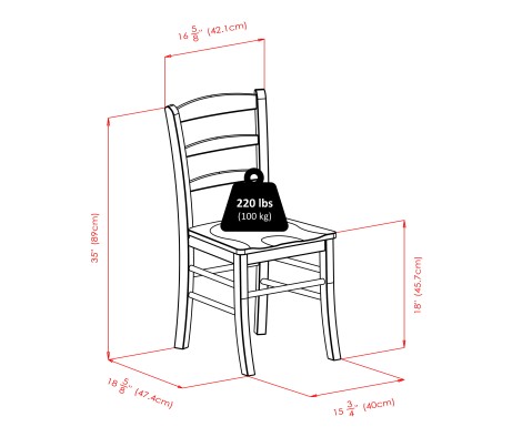 Inglewood Dining Table with 4 Ladder-Back Chairs, 47' Wide, Walnut