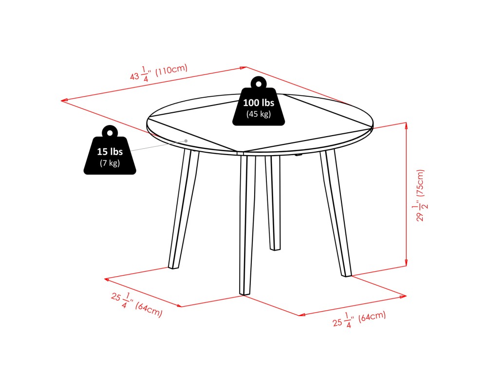 Dawson 5-Pc Quad Drop Leaf Table with Ladder-back Chairs, Walnut