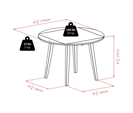 Dawson 5-Pc Quad Drop Leaf Table with Ladder-back Chairs, Walnut