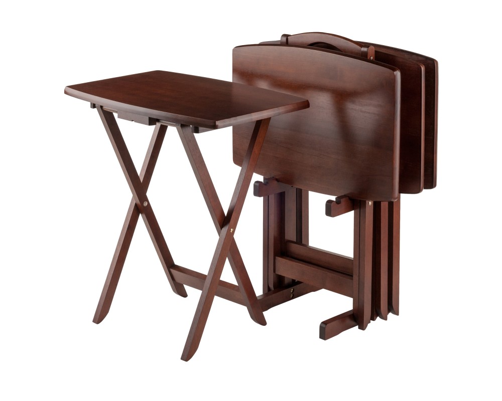 5-Pc Snack Table Set, Oversized, 25' Tall, 23' Wide, Walnut