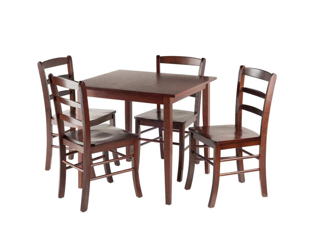 Groveland 5-Pc Dining Table with 4 Ladder Back Chairs, Walnut