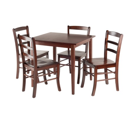 Groveland 5-Pc Dining Table with 4 Ladder Back Chairs, Walnut