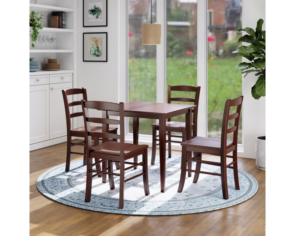Groveland 5-Pc Dining Table with 4 Ladder Back Chairs, Walnut