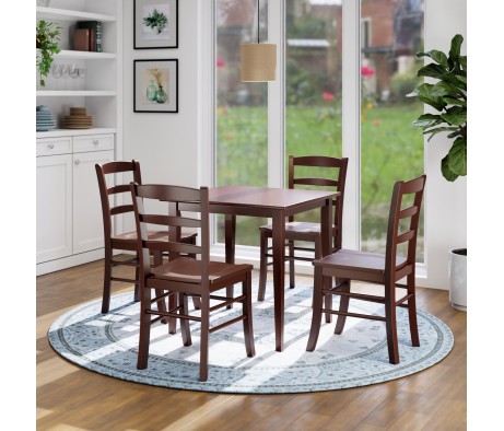 Groveland 5-Pc Dining Table with 4 Ladder Back Chairs, Walnut