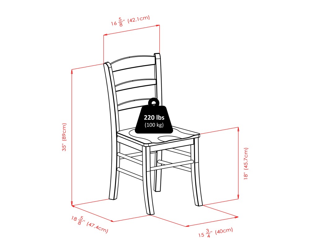 Groveland 5-Pc Dining Table with 4 Ladder Back Chairs, Walnut