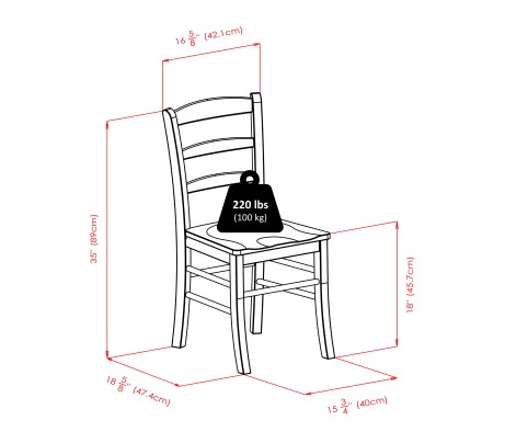 Groveland 5-Pc Dining Table with 4 Ladder Back Chairs, Walnut