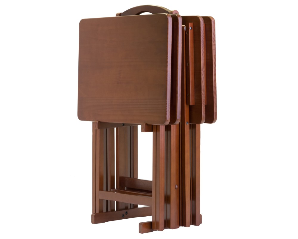 Alex 5-Pc Snack Table Set, Walnut