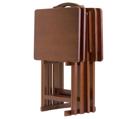 Alex 5-Pc Snack Table Set, Walnut