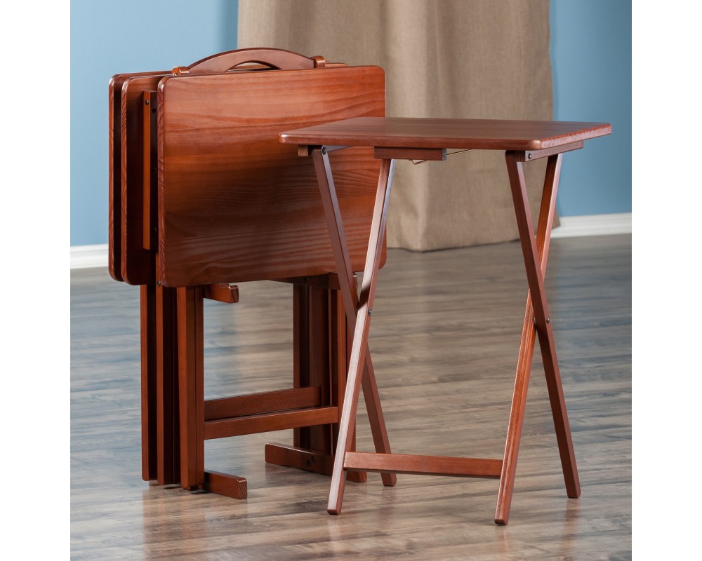 Alex 5-Pc Snack Table Set, Walnut