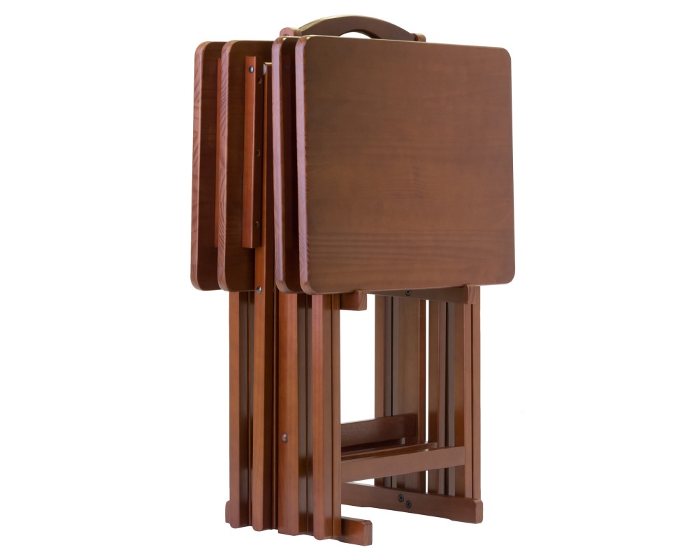 Alex 5-Pc Snack Table Set, Walnut