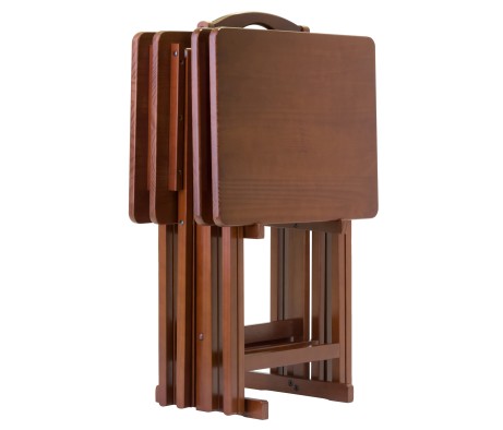 Alex 5-Pc Snack Table Set, Walnut