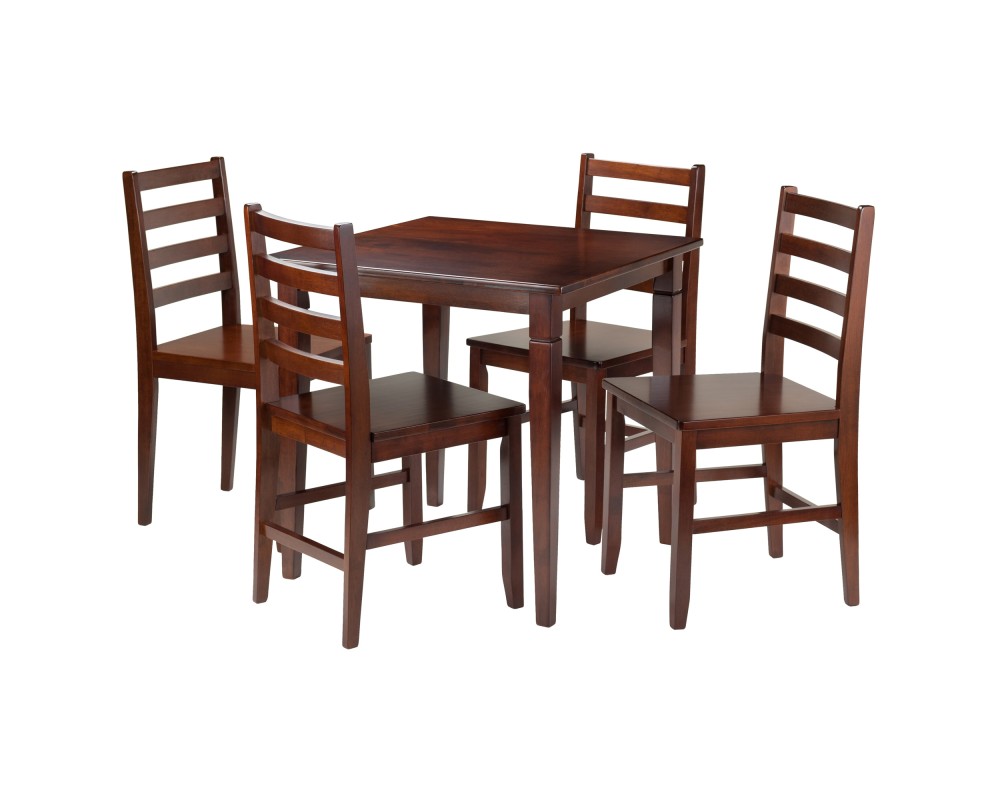 Kingsgate Dining Table with 4 Hamilton Ladder-Back Chairs, 30' Wide, 29' High, Walnut