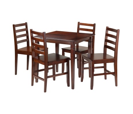 Kingsgate Dining Table with 4 Hamilton Ladder-Back Chairs, 30' Wide, 29' High, Walnut