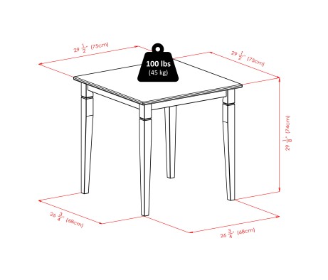 Kingsgate Dining Table with 4 Hamilton Ladder-Back Chairs, 30' Wide, 29' High, Walnut