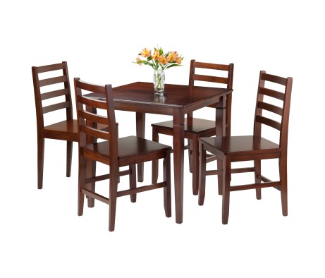 Kingsgate Dining Table with 4 Hamilton Ladder-Back Chairs, 30' Wide, 29' High, Walnut
