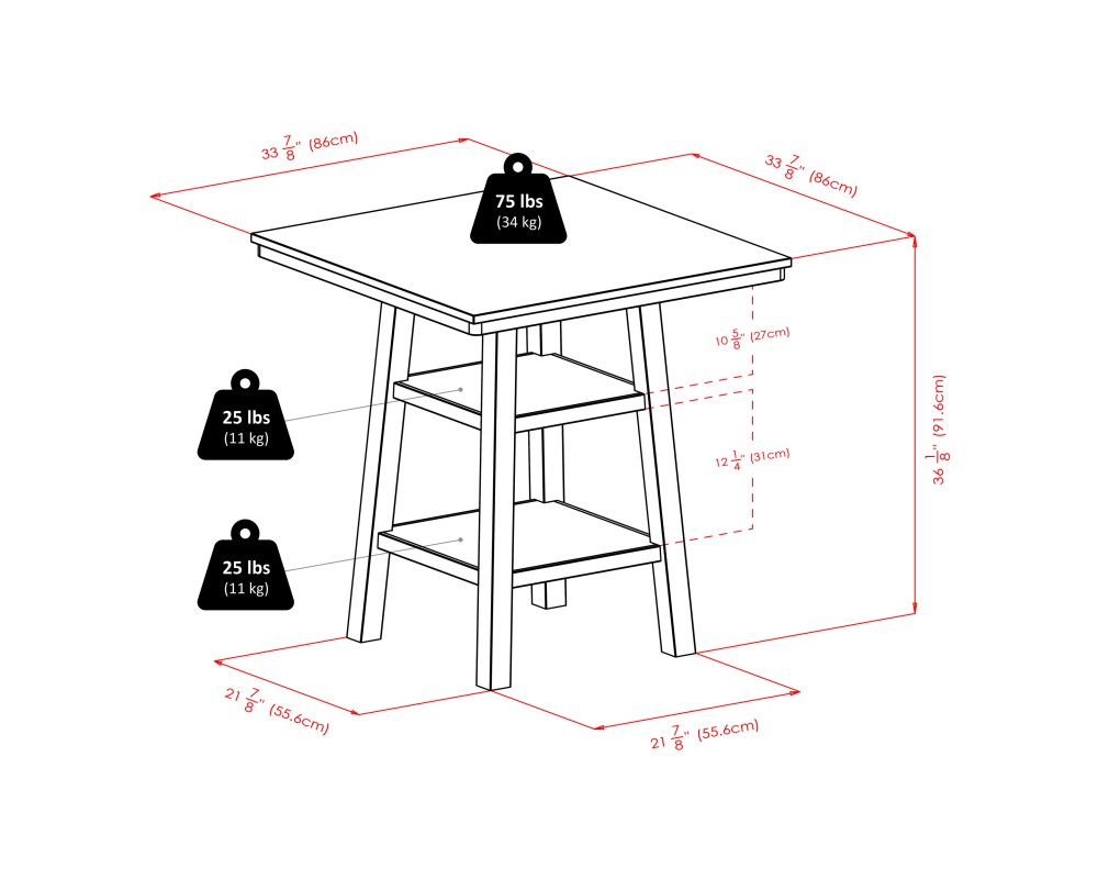 Orlando 5-Pc High Dining Table with 4 Ladder Back Counter Stools, Walnut