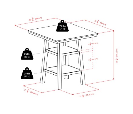 Orlando 5-Pc High Dining Table with 4 Ladder Back Counter Stools, Walnut