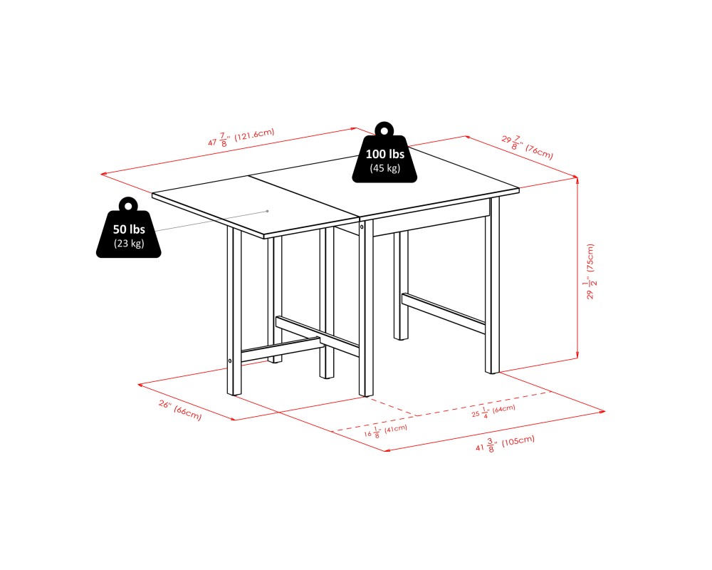 Lynden Extendable Dining Table with 4 Ladder-Back Chairs, 48' Wide, 30' High, Walnut
