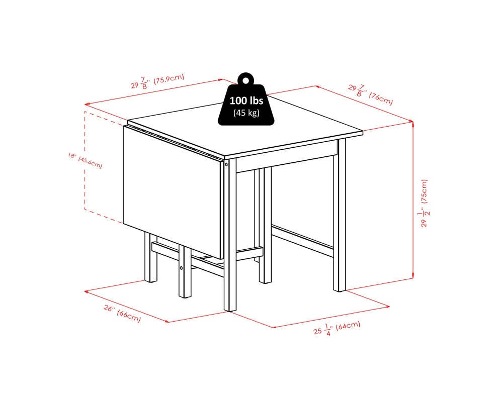 Lynden Extendable Dining Table with 4 Ladder-Back Chairs, 48' Wide, 30' High, Walnut