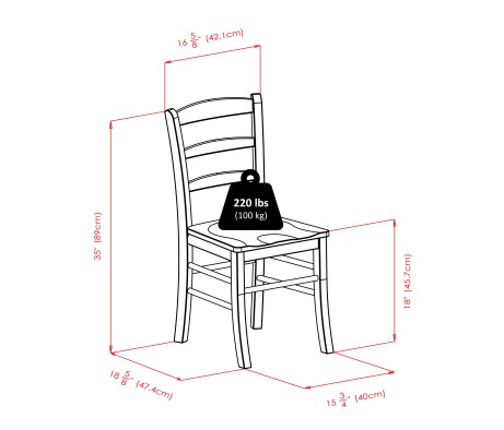 Lynden Extendable Dining Table with 4 Ladder-Back Chairs, 48' Wide, 30' High, Walnut